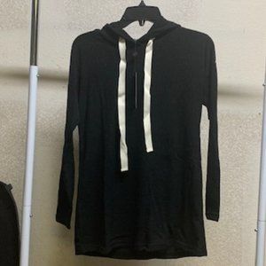 Style Dome Women's Black Long Sleeve Hooded No Pockets Sweatshirt Small NWT